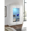 Modern glossy white display cabinet 2 glass doors living room 121x166cm Ego Wh Catalog