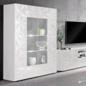 Modern glossy white display cabinet 2 glass doors living room 121x166cm Ego Wh Choice Of