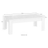 Low glossy white coffee coffee table 65x122cm Reef Prisma Measures