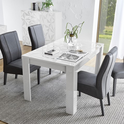 Extending dining room table gloss white 90x137-185cm Most Prisma Promotion