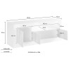 Black TV stand unit 138cm 3 doors modern living room Jaor Ox Urbino Discounts
