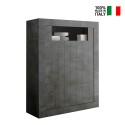 Black sideboard 2 doors living room modern 144cm high Sior Ox Urbino On Sale