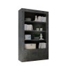 Modern black living room wall bookcase 3 shelves 2 doors Wally Ox Offers