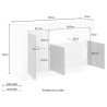Modern Design Sideboard for Living Room, 3 Doors, Grey Cement and Black, Doppel MCX Sale