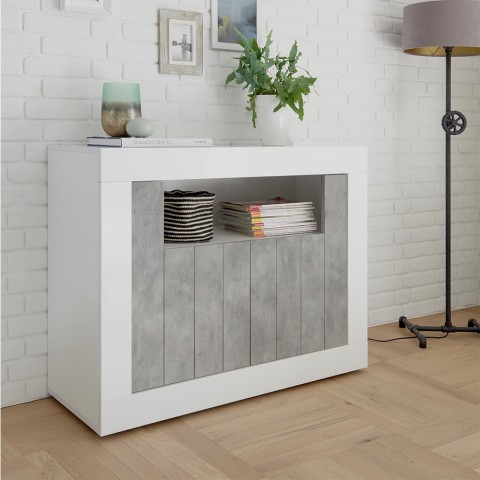Modern sideboard 2 doors 110cm glossy white cement Minus BC Promotion