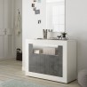 Modern White Gloss Black Sideboard with 2 Doors, 110cm - Minus BX Sale