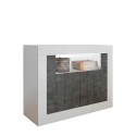 Sideboard modern design glossy white black 2 doors 110cm Minus BX Offers