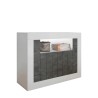Modern White Gloss Black Sideboard with 2 Doors, 110cm - Minus BX Offers