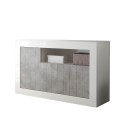 Sideboard buffet living room 3 doors 138cm glossy white cement Doppel MBC Offers