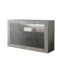 Modern Design Sideboard for Living Room, 3 Doors, Grey Cement and Black, Doppel MCX Offers