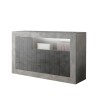Modern Design Sideboard for Living Room, 3 Doors, Grey Cement and Black, Doppel MCX Offers
