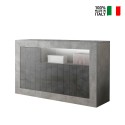 Modern Design Sideboard for Living Room, 3 Doors, Grey Cement and Black, Doppel MCX On Sale