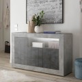 Modern Design Sideboard for Living Room, 3 Doors, Grey Cement and Black, Doppel MCX Promotion