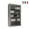 Bookcase 3 shelves 2 doors modern concrete grey black Wally CX On Sale