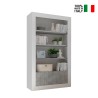 Glossy white cement living room bookcase 3 shelves 2 doors Wally BC On Sale