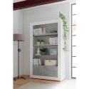 Glossy white cement living room bookcase 3 shelves 2 doors Wally BC Sale