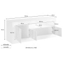 Modern design TV cabinet 138cm 3 doors glossy white black Jaor BX Discounts