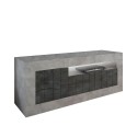 Living room TV cabinet 3 modern concrete-effect doors black Jaor CX Offers