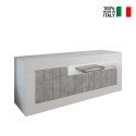 High-gloss white concrete TV stand 3 doors 138cm modern Jaor BC On Sale
