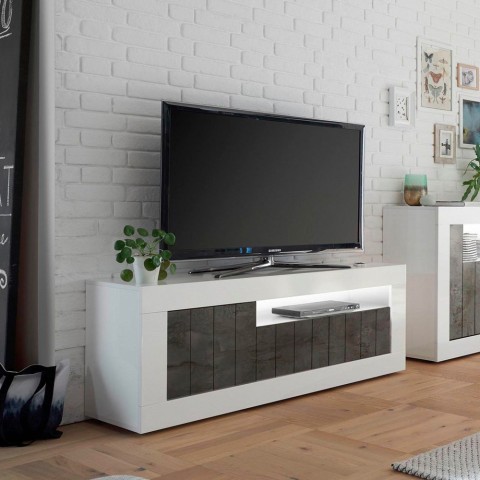 Modern design TV cabinet 138cm 3 doors glossy white black Jaor BX Promotion