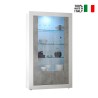 Modern living room showcase glossy white cement grey 2 doors Dern BC On Sale