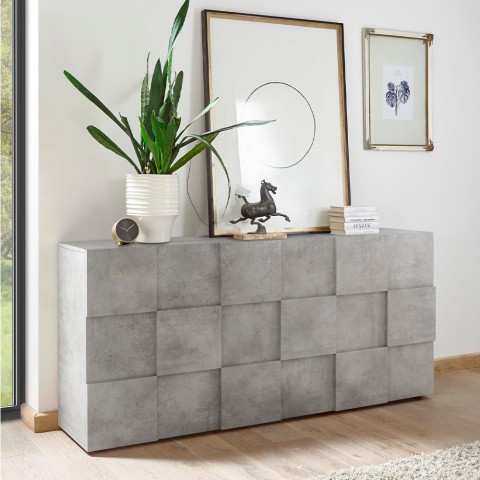 Sideboard living room storage unit 3 doors cement grey Dama Ct S Promotion