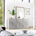 Sideboard living room storage unit 3 doors cement grey Dama Ct S Discounts