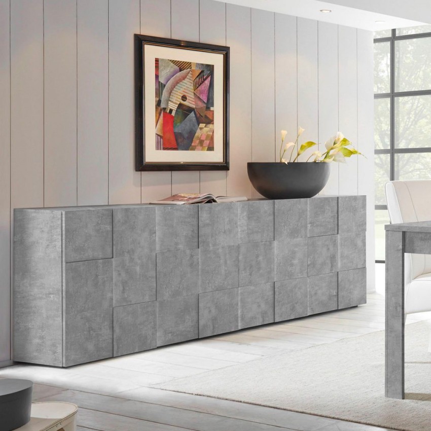 Living room sideboard 4 doors buffet cupboard 241cm concrete grey Dama Ct XL Promotion