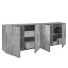 Sideboard Buffet Cabinet 4 Doors, 241cm, Concrete Grey, Dama Ct L Sale