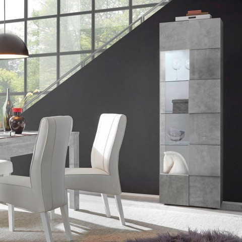 Modern living room showcase concrete effect 1 glass door Bee Ct Dama Promotion