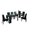 Wing dining table 54-252cm black modern extending console table Sale