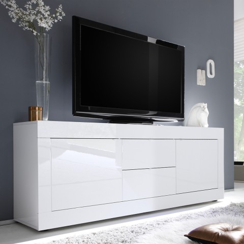 TV stand 2 doors 2 drawers modern 210cm white high gloss Visio Wh Promotion