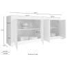 Sideboard living room cupboard 4 doors 207cm modern glossy white Altea Wh Model