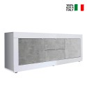 TV cabinet 210cm 2 doors 2 drawers glossy white concrete Visio BC On Sale