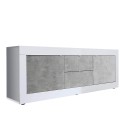 TV cabinet 210cm 2 doors 2 drawers glossy white concrete Visio BC Offers