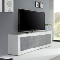 TV cabinet 210cm 2 doors 2 drawers glossy white concrete Visio BC Catalog