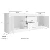 TV cabinet 210cm 2 doors 2 drawers glossy white concrete Visio BC Choice Of
