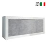 Modern living room sideboard 4 doors glossy white cement 207cm Altea BC On Sale