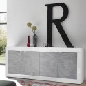 Modern living room sideboard 4 doors glossy white cement 207cm Altea BC Catalog