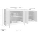 Modern living room sideboard 4 doors glossy white cement 207cm Altea BC Model