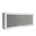 Sideboard 2 doors 3 drawers glossy white cement 210cm Tribus BC Basic Offers