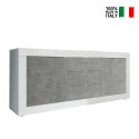 Sideboard 2 doors 3 drawers glossy white cement 210cm Tribus BC Basic On Sale