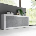 Sideboard 2 doors 3 drawers glossy white cement 210cm Tribus BC Basic Discounts