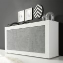 Modern living room sideboard 3 doors glossy white cement Modis BC Basic Discounts