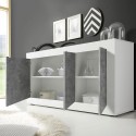 Modern living room sideboard 3 doors glossy white cement Modis BC Basic Catalog