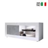 Modern glossy white and cement grey TV stand with wheels Diver BC Basic. On Sale