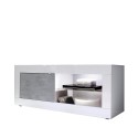 Modern glossy white and cement grey TV stand with wheels Diver BC Basic. Offers