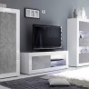 Modern glossy white and cement grey TV stand with wheels Diver BC Basic. Discounts