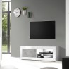 Modern glossy white and cement grey TV stand with wheels Diver BC Basic. Catalog