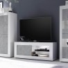 Modern glossy white and cement grey TV stand with wheels Diver BC Basic. Bulk Discounts